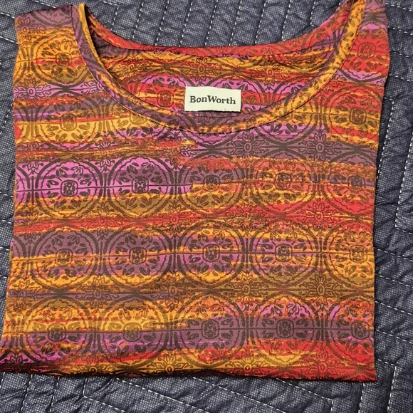 Bon Worth Women's Print Pullover Blouse 3/4 Sleeve Size XL - Picture 3 of 7